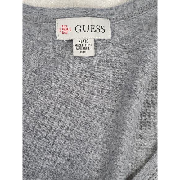 Guess Y2K women's sequin logo tee shirt longer length Size XL Bling Mcbling - Picture 4 of 7